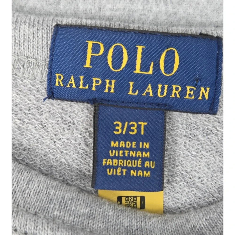 Polo Ralph Lauren Toddler Crewneck Sweatshirt 3T Big Spell Out Logo Gray Heather